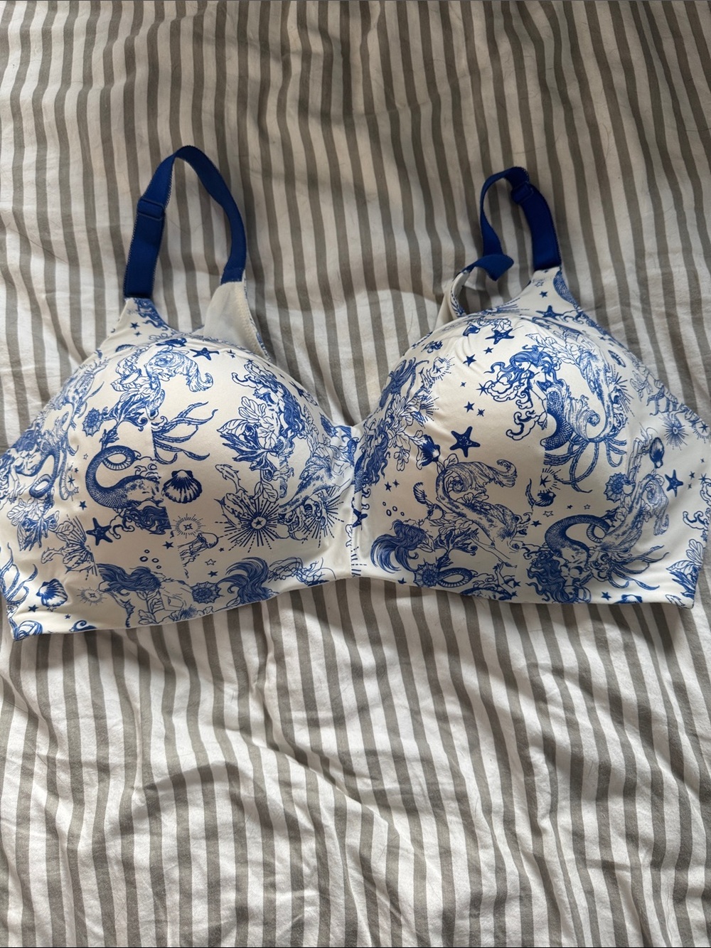torrid White Bra with Blue Nautical Print